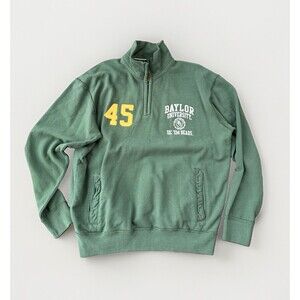 League Baylor University Quarter Zip Sweatshirt Mens L Green Pullover Sic Em 45